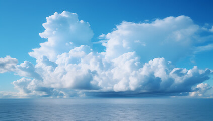 Naklejka na ściany i meble Beatiful sky with comolus clouds.Minimal nature concept.Copy space.Generative AI