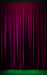  Purple curtain with spotlight.Minimal interior concept.Copy space.Generative AI