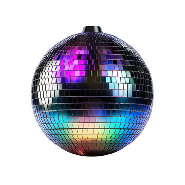 A Cute Clipart Scene Featuring A Vibrant Shiny Disco Ball In Black Isolated PNG