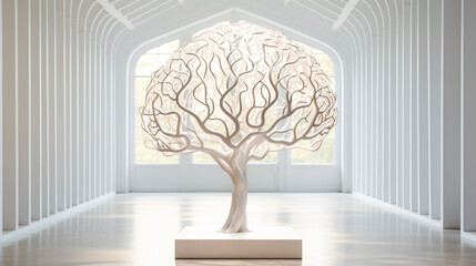 Brain sculpture in the light room. creative mental