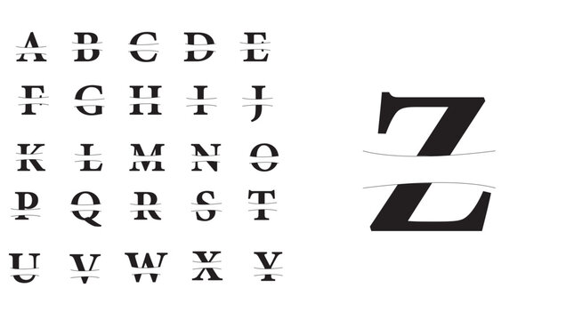Thick border alphabet monogram, print ready and editable eps