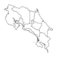 Costa Rica map with administrative divisions. Vector illustration.