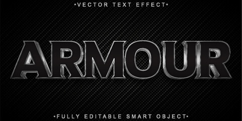 Dark Silver Armour Vector Fully Editable Smart Object Text Effect