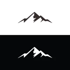 Fotobehang Mountain peak summit logo design. Outdoor hiking adventure icon set. Alpine wilderness travel symbol. Vector illustration. © MdRakibul