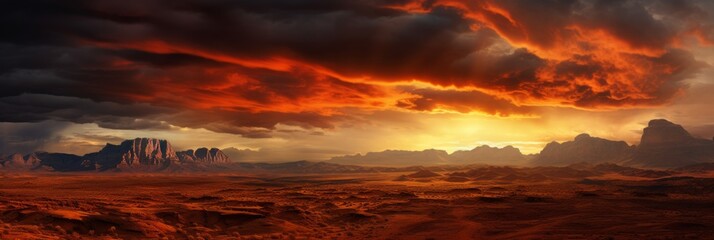 Epic landscape panorama. Views of the majestic landscape in a dramatic moment during sunrise