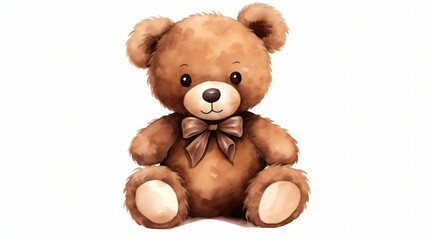 Watercolor teddy bear. Valentine day concept