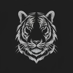 black white tiger head minimalist