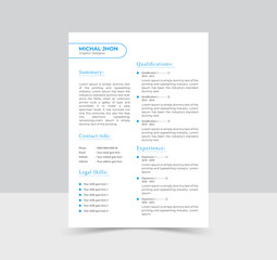 Clean Modern Resume and  Layout Vector Template for Job Applications,  resume cv template, Resume design template, , multipurpose resume design