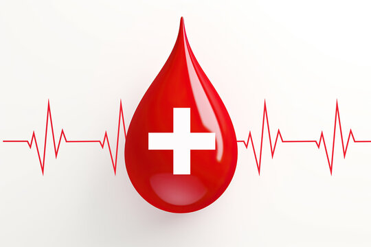 A blood drop with white cross for blood Donor month