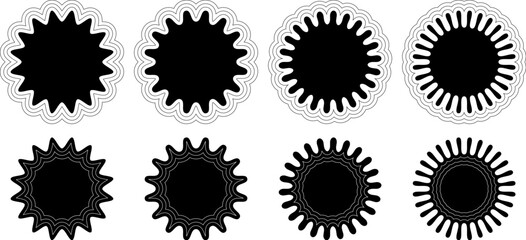 A groovy frame with a wavy edge and a simple y2k border square shape. It has a retro aesthetic zigzag text box silhouette. Design elements for a social media story or post. Vector illustration.