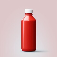 Red plastic bottle on pristine white background
