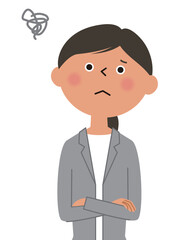 困っているスーツの女性