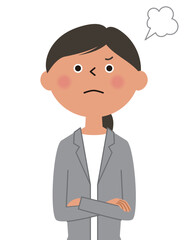 怒るスーツの女性