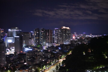 Fototapeta na wymiar Night view of Namsan, South Korea on a summer night