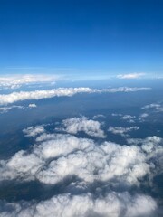 view from plane over europe blue sky