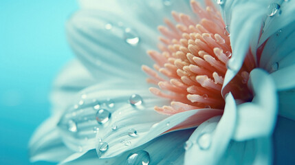 Beautiful white dahlia flower with water drops close up . - Powered by Adobe