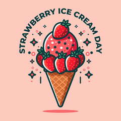 National Strawberry Ice Cream Day. event banner. Fun Holidays