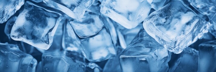 Background of blue ice cubes