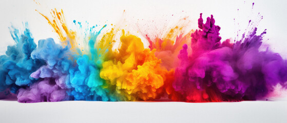 Colorful paint explosion isolated on white background. Abstract colored background .