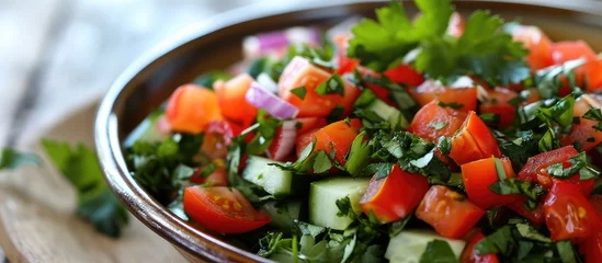 Fotobehang Turkish Shepherd's Salad is a type of salad. © AkuAku