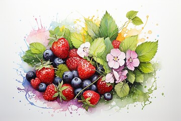 Gesunde Früchte mit Splashes, made by AI - obrazy, fototapety, plakaty