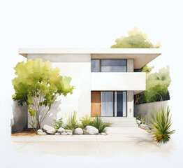 simple home illustration in watercolor - 698094576