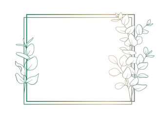 Eucalyptus Line Drawing. Black and white Floral Frames. Floral Line Art. Fine Line Eucalyptus illustration. Hand Drawn Outline Greenery. Botanical Coloring Page. Wedding invitation flowers