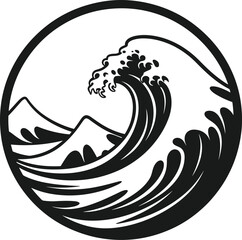 Round Swirling Sea Wave Vector Illustration