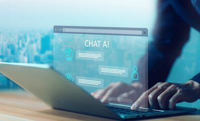 AI chat, chatbot digital technology generates the information command prompt. concept business...