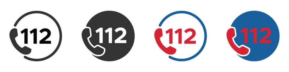 112 emergency call vector icons  - obrazy, fototapety, plakaty
