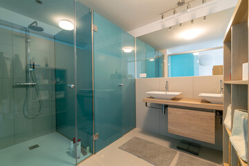 an image of a newly fitted bathroom in a Mediterranean apartment 