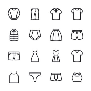 set of icons clothing isolated on white