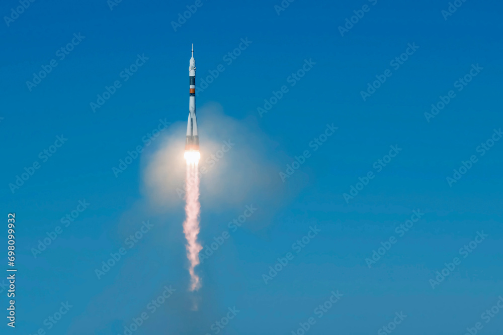 Wall mural rocket launch into space. elements of this image furnished by nasa