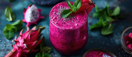 Dragon fruit smoothie in a glass. - Powered by Adobe