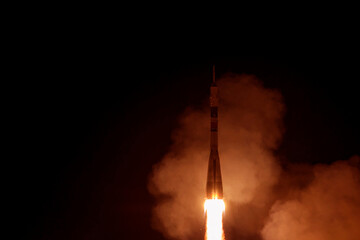 Rocket launch into space. Elements of this image furnished by NASA