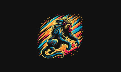 baboon jump full color vector illustration design