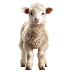 Baby sheep standing, isolated on transparent or white background