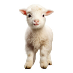 Portrait of baby sheep standing, isolated on transparent or white background