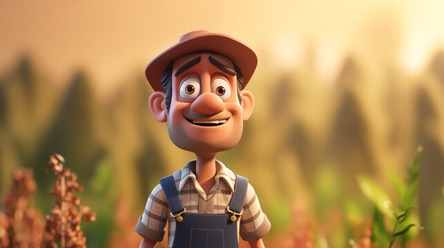 Cartoon cute farmer illustration picture
