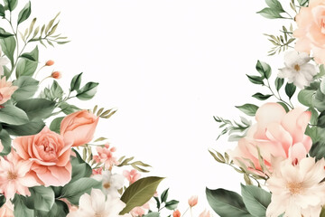 Fototapeta premium Watercolor floral Borders background for wedding, greetings card, stationary and fashion posters 