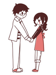 手をつなぐ夫婦