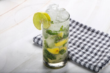 Mojito cocktail with lime and rum
