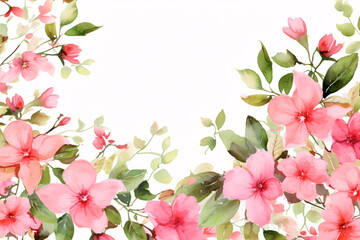 Fototapeta na wymiar Watercolor floral Borders background for wedding, greetings card, stationary and fashion posters 