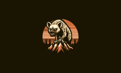 Tuinposter hyena angry on mountain vector mascot design © josoa