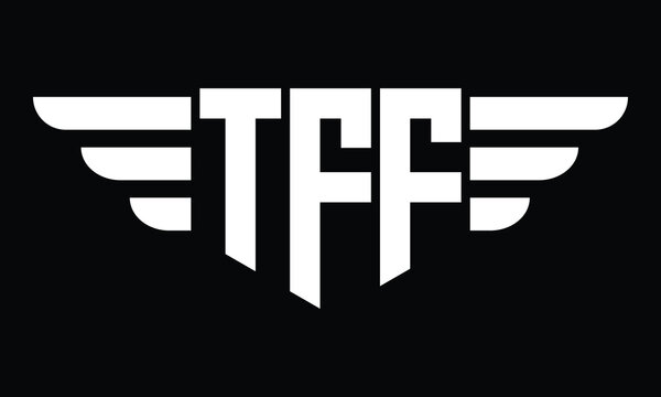 TFF three letter logo, creative wings shape logo design vector template. letter mark, word mark, monogram symbol on black & white.	