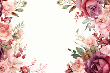 Watercolor floral Borders background for wedding, greetings card, stationary and fashion posters
