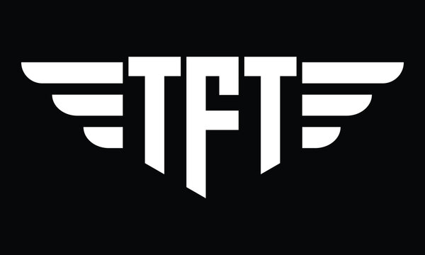 TFT three letter logo, creative wings shape logo design vector template. letter mark, word mark, monogram symbol on black & white.	