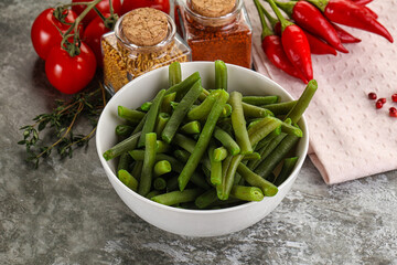 Vegan cuisine - boiled green bean