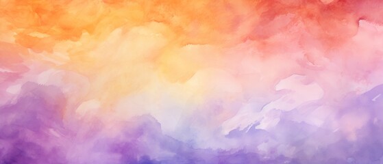 Abstract watercolor sunset sky in orange purple color background. Generate AI image - obrazy, fototapety, plakaty
