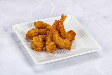 Delicous crispy shrimps appetizer snack